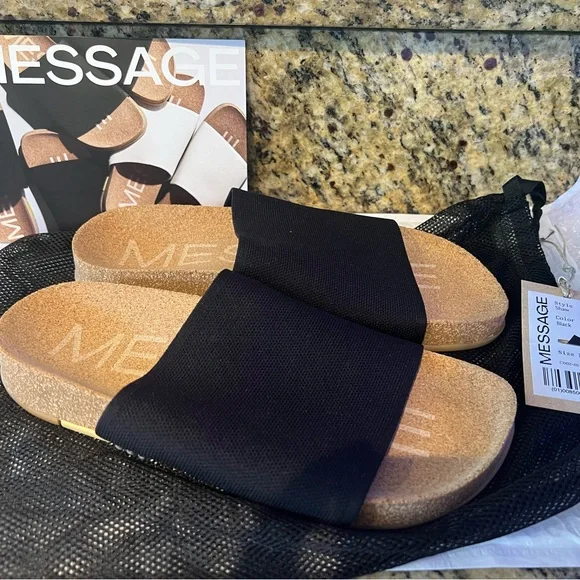 NWT Message Shaw Classic Slide BLACK 37 - Picture 1 of 5